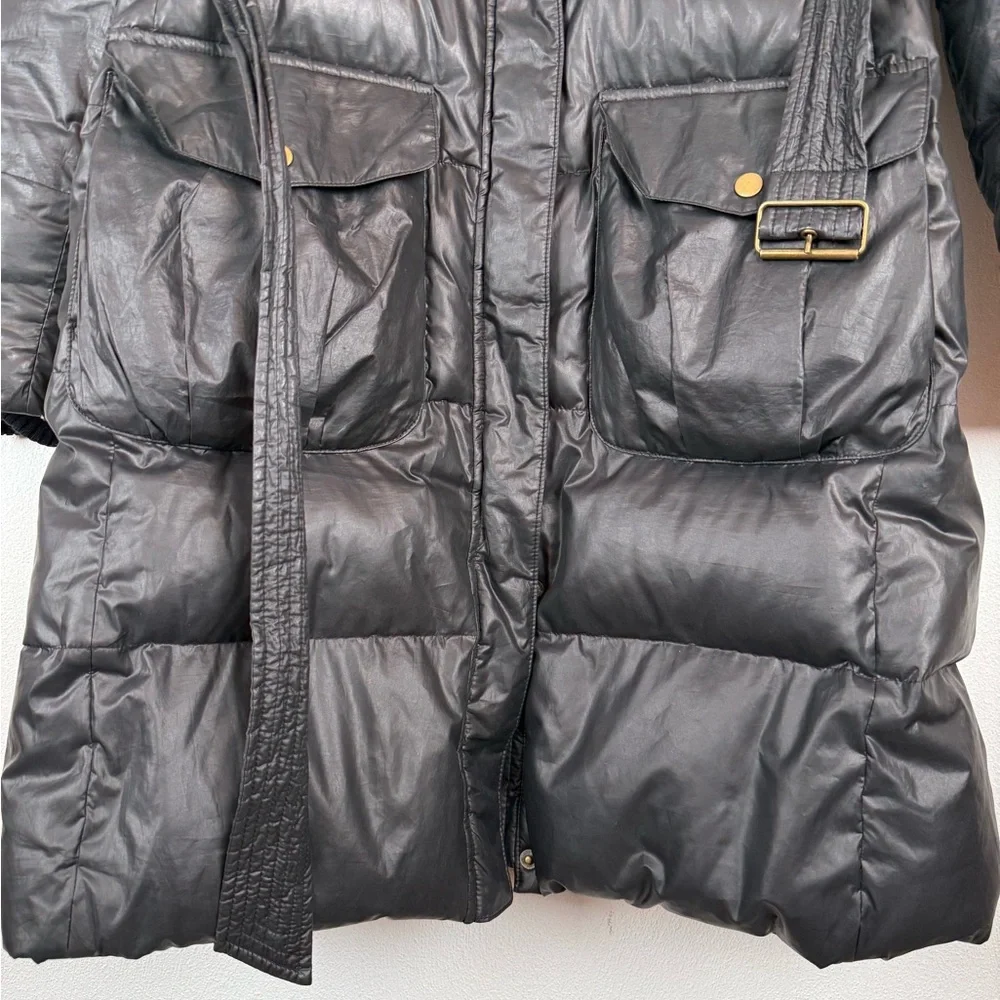 Theory Karidah Landing Black Puffer Down Belted Jacket Large